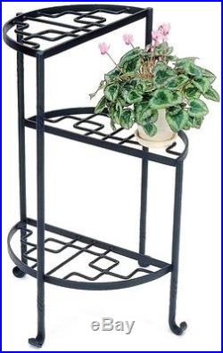 Black Half Round Wrought Iron Plant Stand Indoor and Outdoor Gives Better