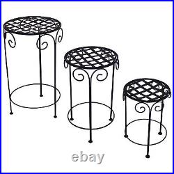 Black Iron 14 in, 19 in, 24 in Plant Stand with Scroll Design by Sunnydaze