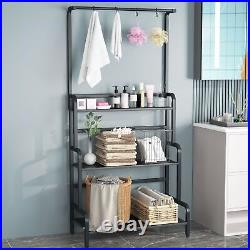 Black Metal Plant Display Stand with Ample Storage and Display Space Home Decor