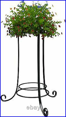 Black Metal Plant Stand Tall Flower Pot Holder Stand Indoor Outdoor Garden Patio