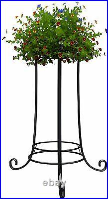 Black Metal Plant Stand Tall Flower Pot Holder Stand Indoor Outdoor Garden Patio