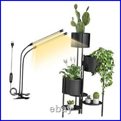Black Metal Plant Stand with Grow Light, 6 Tier 6 Potted Black with Light