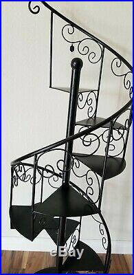 Black Metal Scroll Large Spiral Staircase Display Shelf Stand Plants Wine Rack