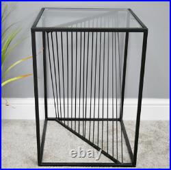 Black Side Table Industrial Metal Square Side End Coffee Lamp Unit Plant Stand