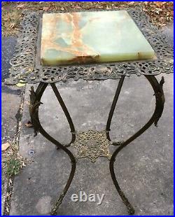 Bradley And Hubbard Iron Plant Stand Antique Marble Onyx