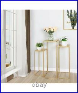 Brand NEW Beautiful Set of 3 Gold Metal Plant Stand, In/Outdoor Plant Holder