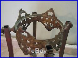 CAST Metal WROUGHT IRON Antique PLANT STAND Animal Feet FLORAL French VICTORIAN