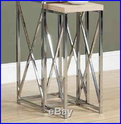 Chrome Plant Stand For Multiple Plants Indoor Tall Metal Wood Potted Set of 2
