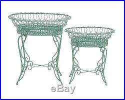 Classic Elegance METAL PLANT STAND SET OF 2 -GREEN