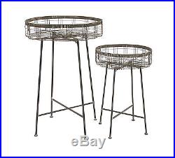 Classy Unique Styled Metal Planter Stand Set Of 2