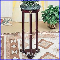 Coaster Plant Stand / Side Table Green Marble Top and Cherry Finish Wood Base