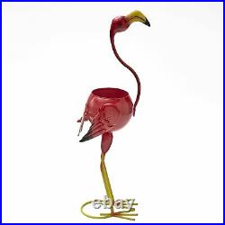 Colorful Metal Flamingo Bird Flower Planter Garden Decor Sculpture Lawn Statue
