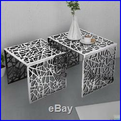 Contemporary Design Aluminum Coffee Table Set of 2 Lamp Plant Stand