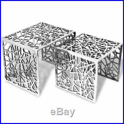 Contemporary Design Aluminum Coffee Table Set of 2 Lamp Plant Stand