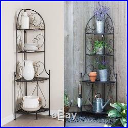 Corner Plant Stand Bakers Rack Storage Shelves Stand Durable Folding 4 Tiers NEW