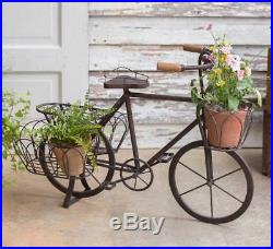 Country Vintage Rustic Bicycle Planter in Dark Rustic Metal
