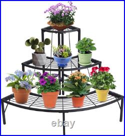 DOEWORKS 3 Tier Plant Stand Flower Pot Rack, Quarter Round Plant Corner Shelf Pl