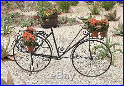 Deco 79 Metal Bicycle Garden Planter, Rustic Brown