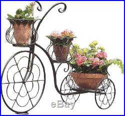 Decoration Metal Plant Stand Tricycle Flowers Garden Patio Decor Outdoor Display