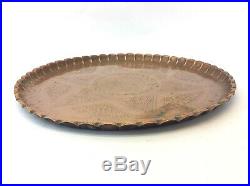 Decorative Hanging Serving Copper Etched Metal Serving Tray Platter Plant Stand