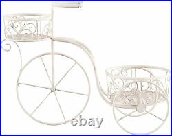 Decorative Plant Stand Garden Patio Decor Vintage Tricycle White Front Yard Deck
