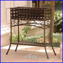 Elevated Wrought Iron Metal Plant Planter Stand in Bronze