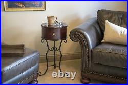 End Side Table Round Bedside Drawer Small Accent Plant Stand Base Antique Style