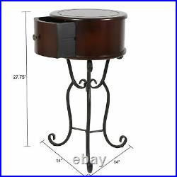 End Side Table Round Bedside Drawer Small Antique Style Accent Plant Stand Base