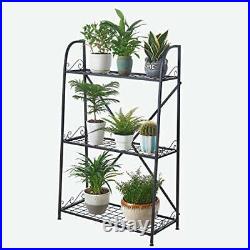 FaithLand 3-Tier Indoor/Outdoor Metal Plant Stand Flower Pots Holder Plant Di