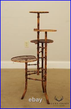 Faux Bamboo Wrought Iron Tiered Plant Stand