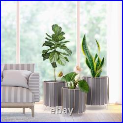 Floor Standing Planters with Metal Wire Base, White Metal Plant Pot Gold Planter