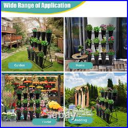 Flower Display Stand 12 x Buckets 3-Layers Metal Plant Stand with Wheels