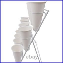Flower Display Stand 12pcs Buckets 3 Layers Metal Plant Stand with Wheels