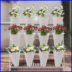 Flower Display Stand With 12PCS Buckets 3 Layers Metal Plant Stand with Wheels