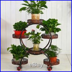 Flower Stand with Wheels And Metal Plant Holder