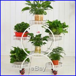 Flower Stand with Wheels And Metal Plant Holder