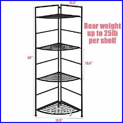 Folding Metal Shelf 4-Tier Plant Stand Storage Corner Open Shelf Display Rack