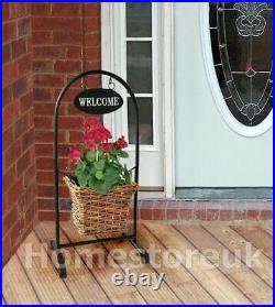 Free Standing Welcome Porch Rattan Basket Flower Plant Pot Planter Home Wwp