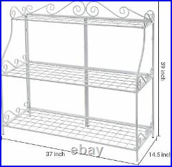 Freestanding Metal 3 Tier Plant Stand, Home Storage Organizer Shelf Rack, White