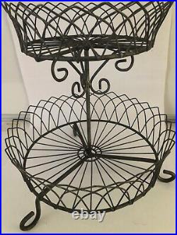 French Style Wire Stand Two Tier Plant Stand Cake Stand Rustic Metal Stand