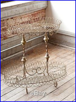 French Wire & Iron Plant Stand -2 Tiered