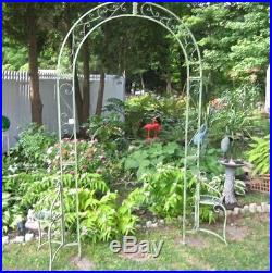 Garden Arch Trellis withSide Plant Stands Wrought Iron Antique Mint Finish