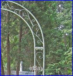 Garden Arch Trellis withSide Plant Stands Wrought Iron Antique Mint Finish