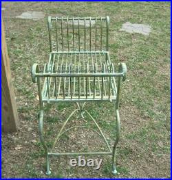 Garden-Bench/ Plant Stand Wrought Iron Antique Mint Green Finish