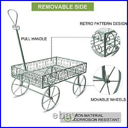 Garden Cart Plant Stand with Wheels, Metal Plant Stand for Indoor Outdoor