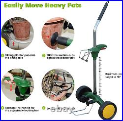 Garden Pot Mover Heavy Duty Plant Dolly Caddy Planter Caddie w Adjustable Handle