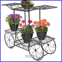 Garden Stand Flower Pot Plant Cart Holder Display Rack 6 Tiers Outdoor Decor