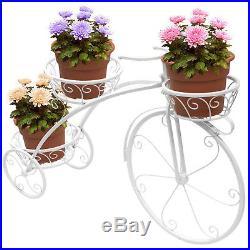 Garden Vintage Planter Tricycle Plant Stand Flower Pot Patio Cart Holder White