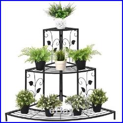 Giantex 3 Tier Plant Stand Floral Corner Metal Flower Pot Rack Stair-step Style