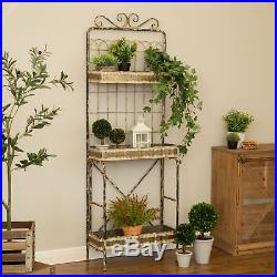 Glitzhome 68'' Farmhouse Rustic Metal Planter Stand Holder Rack 3 Tiers Shelves